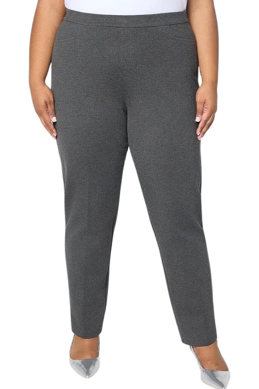 Susan Graver Women's Smart Ponte Knit Slim Leg Pant Hthr Gray - Petite